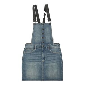 GUESS Women’s Denim Overall Dress M Blue Button Front Jean Jumper Skirt